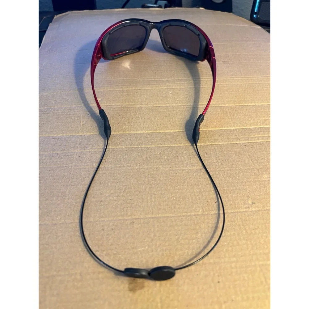 EGO Wraparound Sport Sunglasses Black Red Frame Smoke Lenses w/ UV